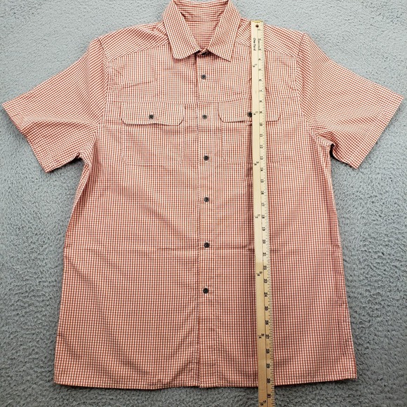 Ocean Coast Shirt Mens Medium Red White‎ Check Button Up Short Sleeve Pockets - Picture 11 of 14